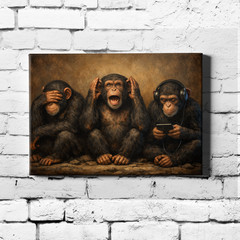 Three Funny Monkeys Animal Canvas Painting Home Decor Art Picture