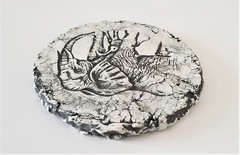 Mother & Child Elephants in the Wild Textured Wall Hanging By Artist Stan 7.5″