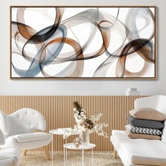 Abstract Wall Art – Framed Canvas for Living 48″L x 24″W, Brown