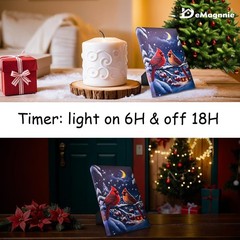 Small Cardinals Christmas Pictures Wall Decor with Timer and Stand – 8x6in Fr…