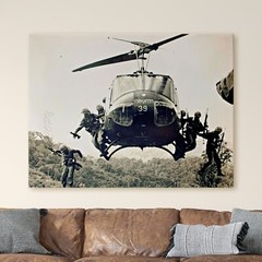 Vietnam War Helicopter Military History USA Canvas Wall Art Print
