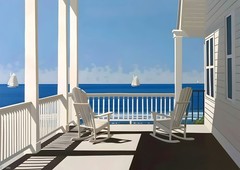 Serene coastal porch wall art. Modern nature ocean wall art.