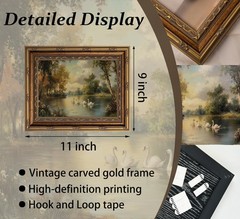 Framed Vintage Classical Swan Canvas Wall Art White Swan Painting Picture Wal…