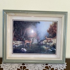 Autumn Interlude Janice Mize 9.5X11.5 Vintage Wood Frame USA 1995 Buck & Doe