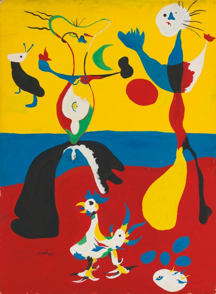 JOAN MIRO Art Poster or Premium Rolled Canvas Print «LE FERMIER ET SON ÉPOUSE»