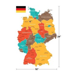 Geographical Map of Germany Travel World Map with Cities in Detail Map Posters f