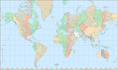 Standard Time Zones of the World Map Timezone Wall Art Poster Print Decor School