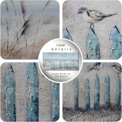 Framed 32» Seabird Oil Painting – Ocean Beach Wall Decor for Living Spaces