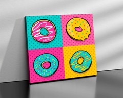 Andy Warhol Style Canvas Wall Art – Bright Donut Pop Art Modern Canvas Print.