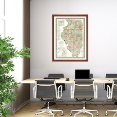 Old Map of Illinois 1852 – Vintage Illinois Art