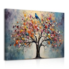 Dazzlewall Framed Colorful Tree of Life 16″L x 12″W, Bird
