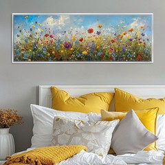 Wildflower Wall Art Panoramic Canvas Print Framed Large Living Room Decor
