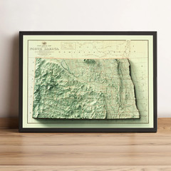 North Dakota Map, North Dakota 2D Relief Map – 2D Flat Print