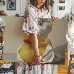 Wall Art Canvas a Rubber Duck Sitting on a Surface Wrapped in a Towel Around