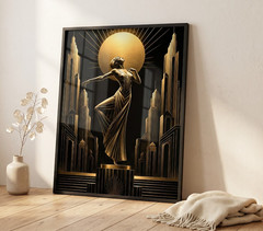 Art Deco Gold Flapper Dancer Canvas Wall Art New York Poster Print