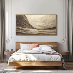 Modern Abstract Wall Art with Frame Brown and Grey Painting Wave Poster Line …