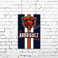 Personalized Chicago Bears Custom Family Name Football Poster Art Print- 11×17