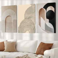 3pcs Bohemia Paintings In Low Saturated Colors Canvas Unframed