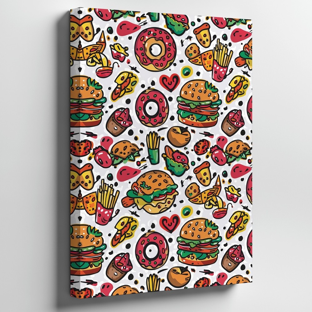 Vibrant, Playful Food-themed Pattern Featuring A Variety Of Colorful Wall Art