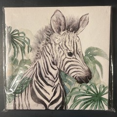 Zebra Wall Art Canvas Print 8”X 8” Wall Hook Zebra🦓 & Palm Tree🌴