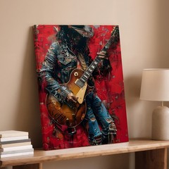 Rock Guitarist Wall Art Canvas Print Urban Modern Abstract Musician Home Decor