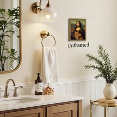 Funny Mona Lisa Cat Wall Art, Vintage Renaissance Mona Lisa Holding Orange Ta…