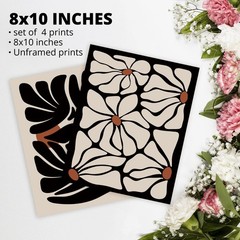 Abstract Boho Black flowers Plant Poster Prints for Home Living Girl Room Dor…