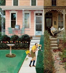 John Falter : Neighbors : Sunday Gardening : Mid-Century Americana Humor Print