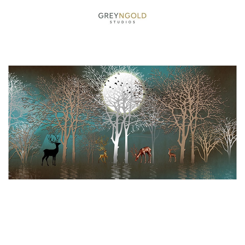 Abstract Art, Deers, Wild Life Poster Wall Art Print pick size A4/A3/A2/90x60cm