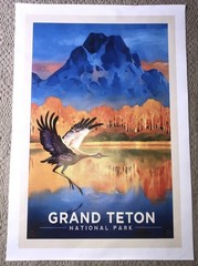 Grand Teton National Park Sand Hill Crane Canvas Poster Large 32.25”x 22.35”