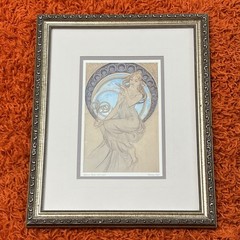 Vintage Alphonse Mucha ‘Painting’ Art Print Ornate Frame Art Nouveau 14″x18″