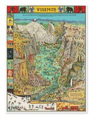 Color Pictorial Wall Art Map of Yosemite National Park circa 1931