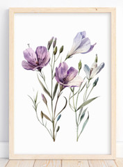Floral Wall Art Print, Purple Flowers Wall Decor, Botanical Home Wall Print #72