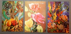 Lot of 3, 3D Picture – Roses, Fruit, flowers for Mother, Peace (5 3/4″ x 4″) New