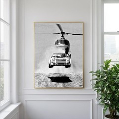 Black White Car Poster, Vintage Racing Wall Art, Monochrome Auto Decor