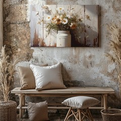 Rustic Daisy Mason Jar Canvas Vintage Country Still Life Wall Art Some Moments