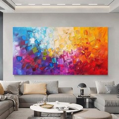 Red Abstract Wall Art Hand Painted Oil Painting on Canvas Home Decor 24*47in