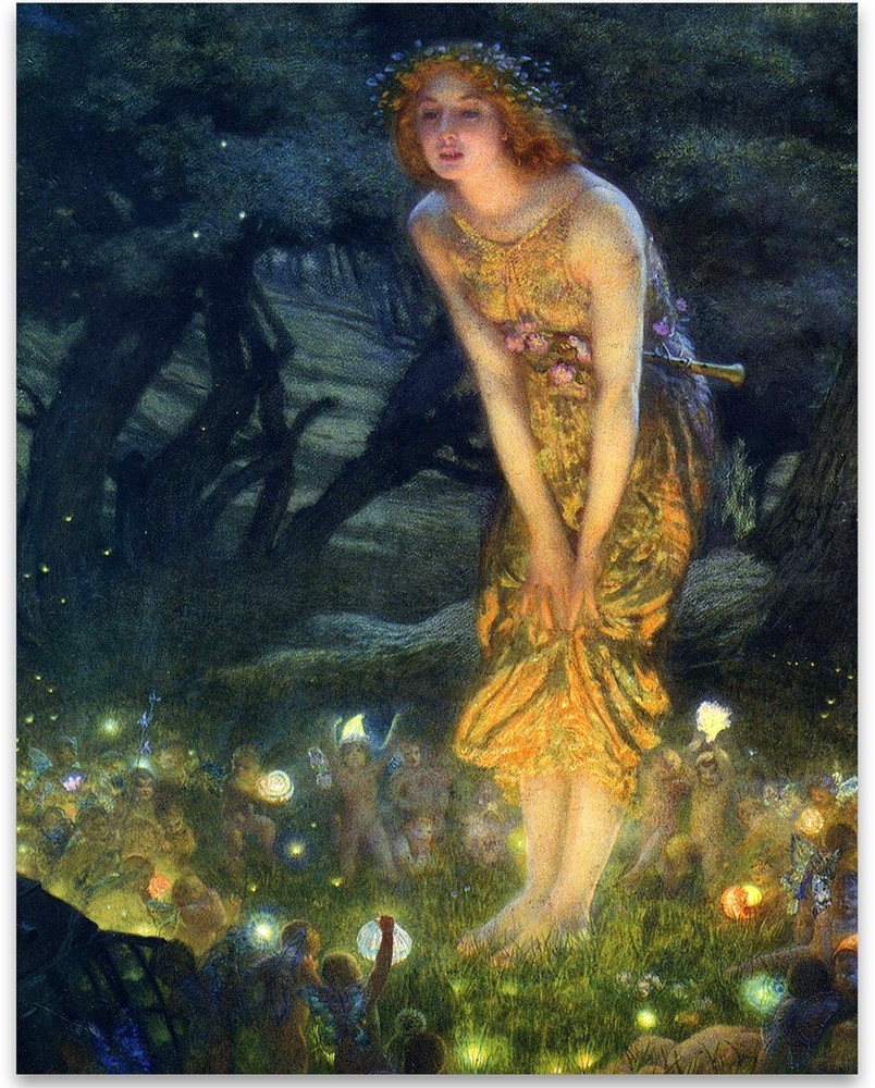 Midsummer Eve Fairy Poster 11×14 Unframed Print by Edward Robert Hughes Art