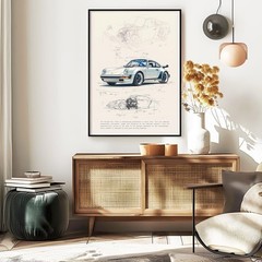 Vintage Porsche 911 Poster, Classic Supercar Wall Art, Retro Car Enthusiast Gift