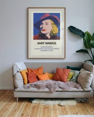 ANDY WARHOL Ingrid with Hat 39.5″ x 27.5″ Poster 1983 Pop Art Pink, Yellow, Blue