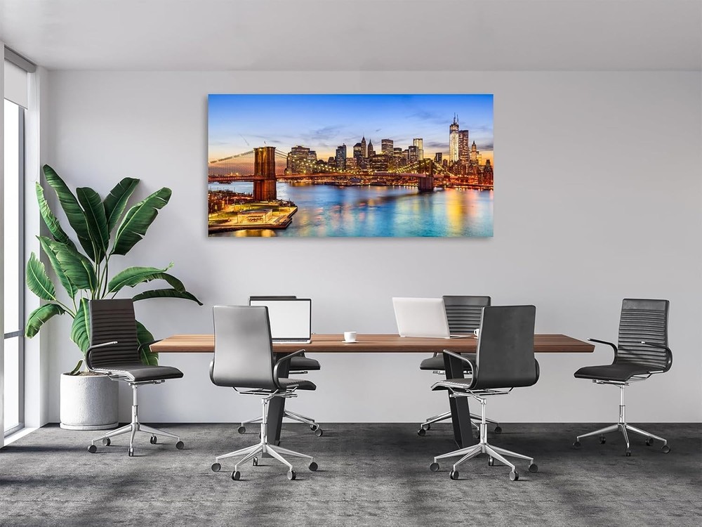 New York City Skyline Canvas Wall Art Canvas Painting Poster,DIY Framed 24″x48″
