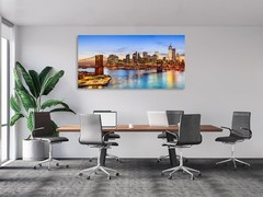 New York City Skyline Canvas Wall Art Canvas Painting Poster,DIY Framed 24″x48″