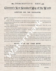 Flat Earth Map + Patent + Verso Key Alexander Gleason’s 1892 Standard World Map