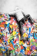 Urban Street Art Climber Canvas – Modern Graffiti Statement Piece, 24 x 36 in