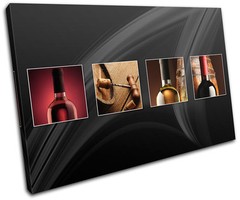 Wine Bottles Food Kitchen CANVAS WALL ART Picture Print VA