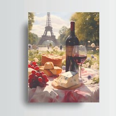 11×14 Picnic in Paris Canvas Wall Art