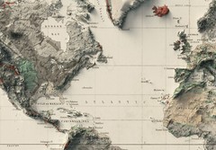 World Map, World 2D Relief Map, World Vintage Map – 2D Flat