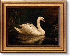 Gold Framed Vintage Swan Wall Art Moody Swan Oil Painting Picture Wall Decor …