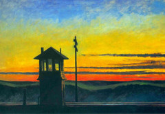 Railroad Sunset Print – Edward Hopper American Isolation and Color Mastery 1929