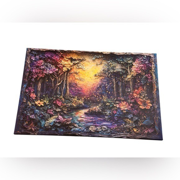 NEW framed canvas art print 16×24 inches fairy forest colorful